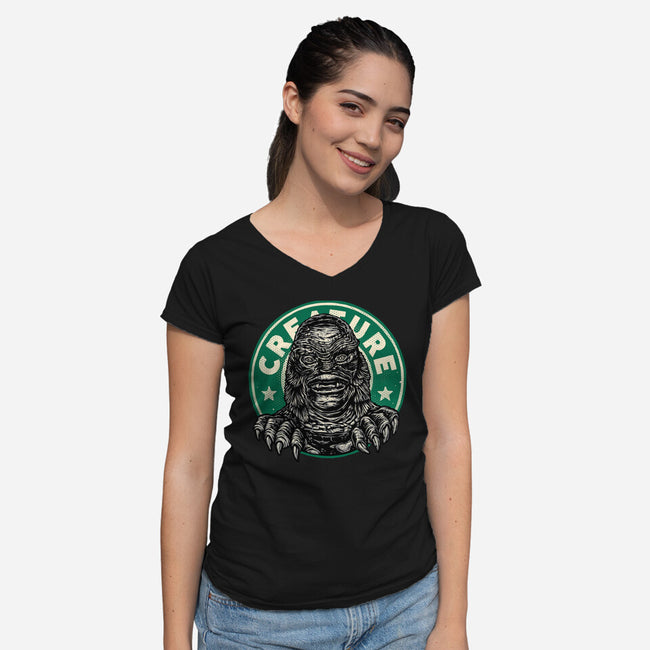 Become The Creature-Womens-V-Neck-Tee-glitchygorilla