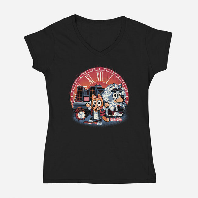Bark In Time We Go-Womens-V-Neck-Tee-glitchygorilla