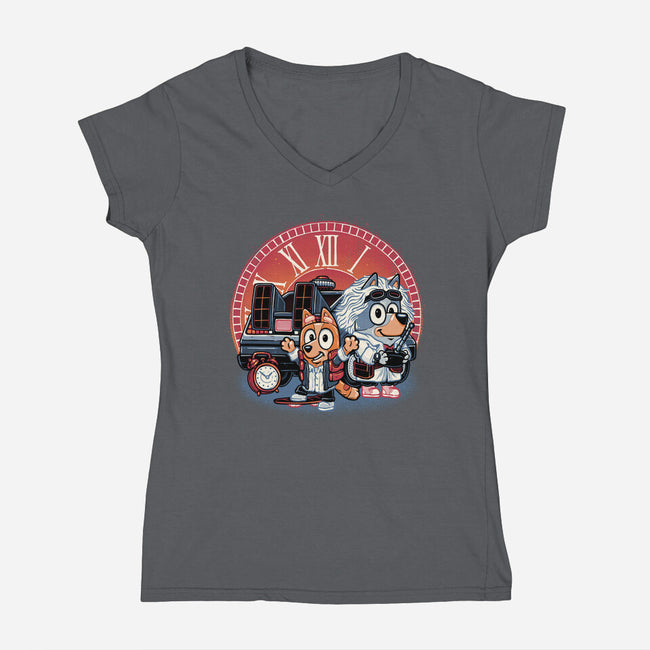 Bark In Time We Go-Womens-V-Neck-Tee-glitchygorilla