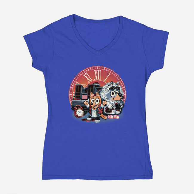 Bark In Time We Go-Womens-V-Neck-Tee-glitchygorilla
