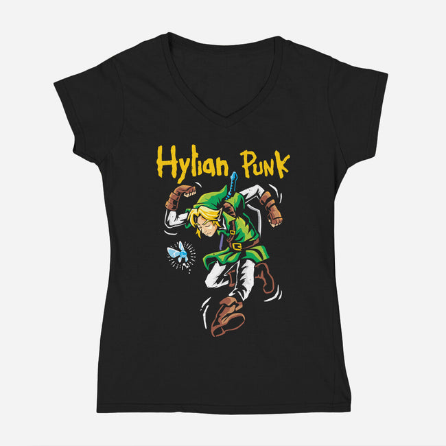 Hylian Punk-Womens-V-Neck-Tee-arace