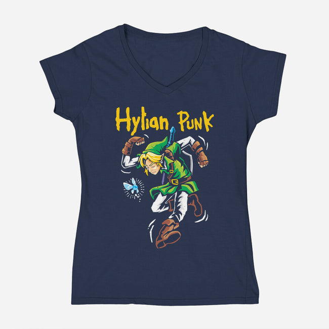 Hylian Punk-Womens-V-Neck-Tee-arace