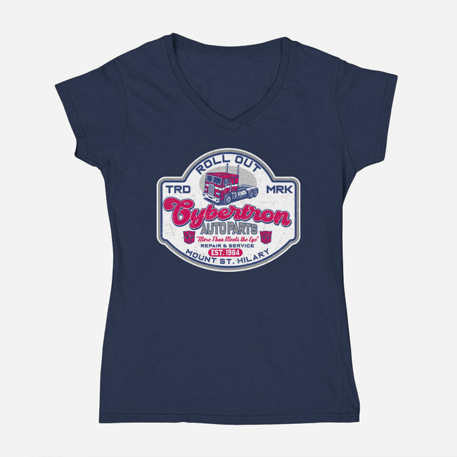 Cybertron AutoParts-Womens-V-Neck-Tee-CarloJ1956