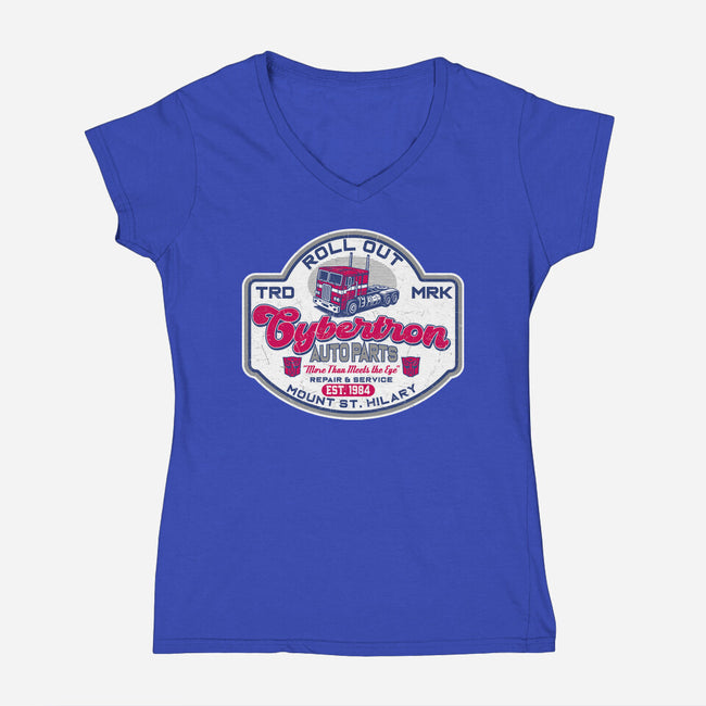 Cybertron AutoParts-Womens-V-Neck-Tee-CarloJ1956