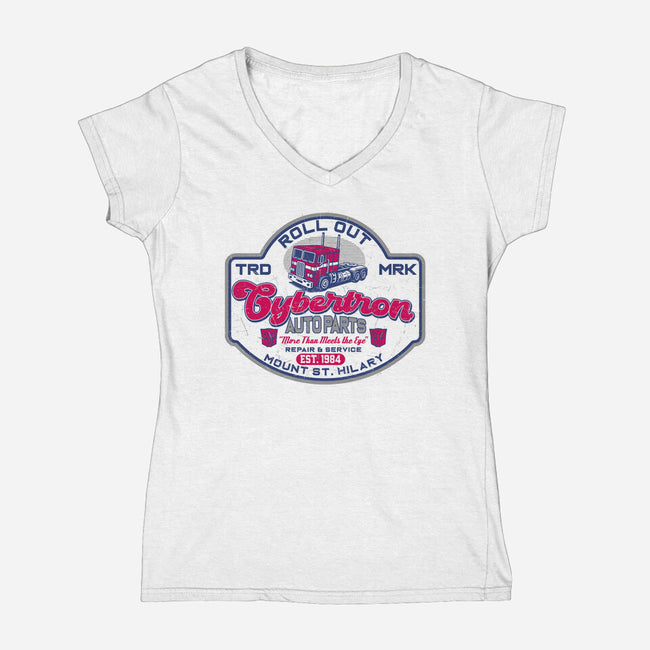 Cybertron AutoParts-Womens-V-Neck-Tee-CarloJ1956