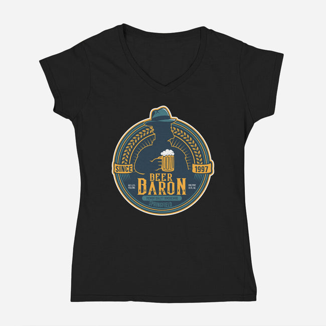 The Beer Baron-Womens-V-Neck-Tee-CarloJ1956