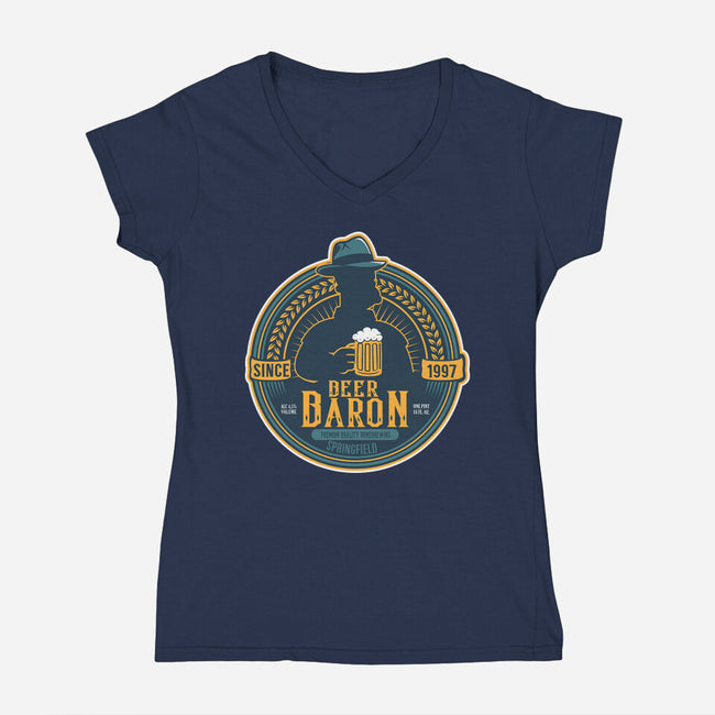 The Beer Baron-Womens-V-Neck-Tee-CarloJ1956