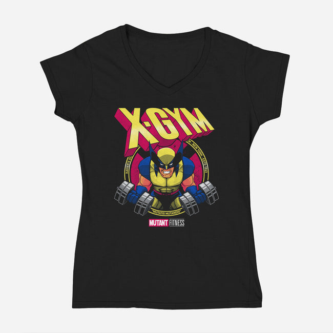 Mutant Fitness-Womens-V-Neck-Tee-teesgeex