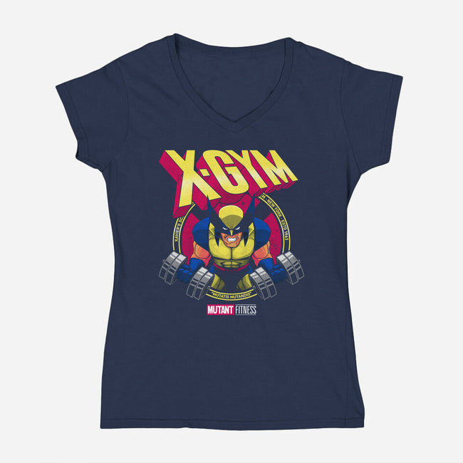 Mutant Fitness-Womens-V-Neck-Tee-teesgeex
