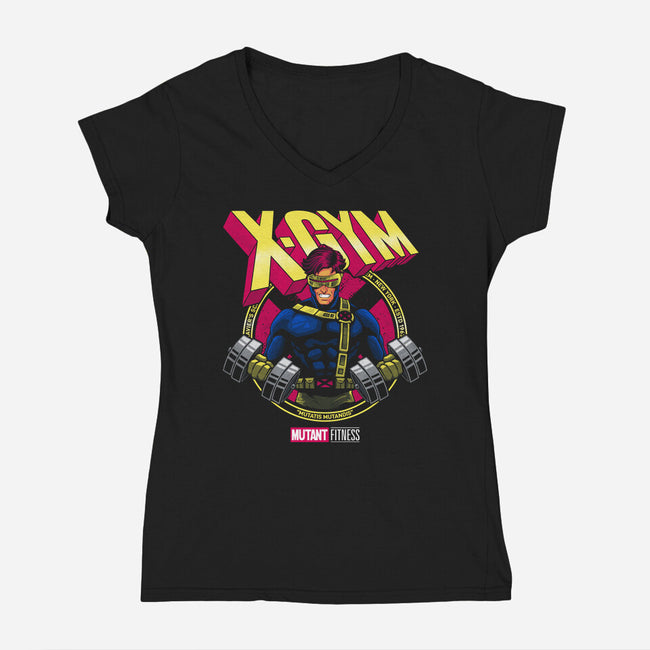 Mutant Fitness Cyclops-Womens-V-Neck-Tee-teesgeex