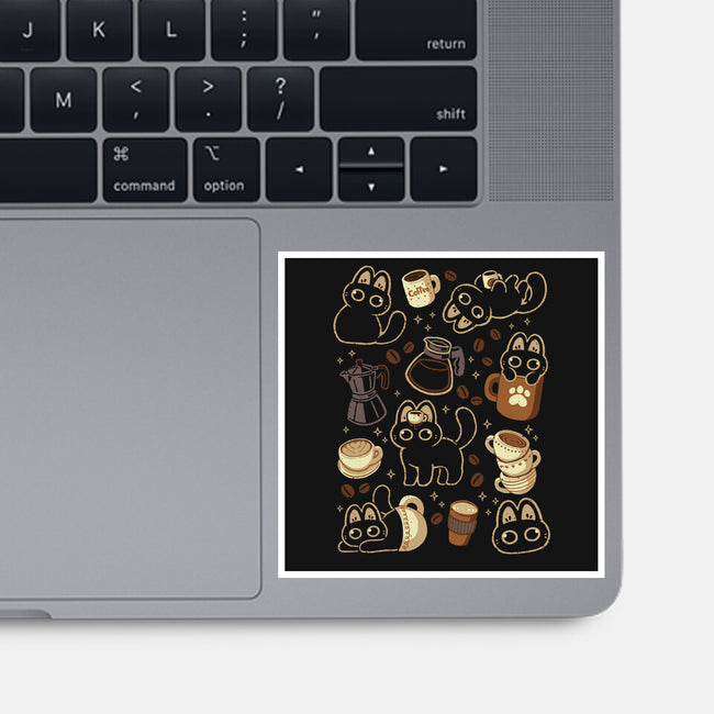 Cute Cats And Coffee Lover-None-Glossy-Sticker-xMorfina
