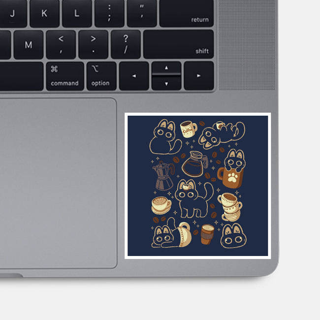 Cute Cats And Coffee Lover-None-Glossy-Sticker-xMorfina