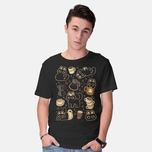 Cute Cats And Coffee Lover-Mens-Basic-Tee-xMorfina