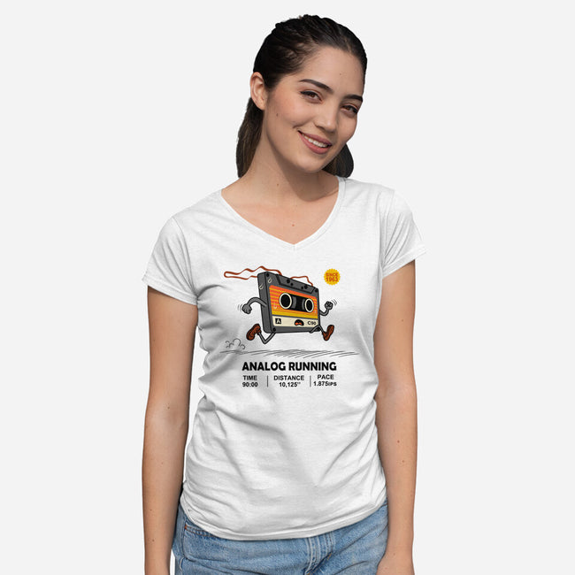 Analog Running-Womens-V-Neck-Tee-erion_designs