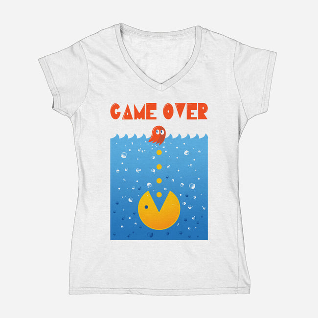 Pac Attack-Womens-V-Neck-Tee-erion_designs