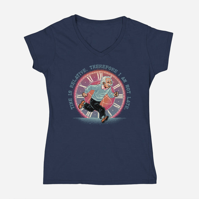 The Relativity Of Time-Womens-V-Neck-Tee-glitchygorilla
