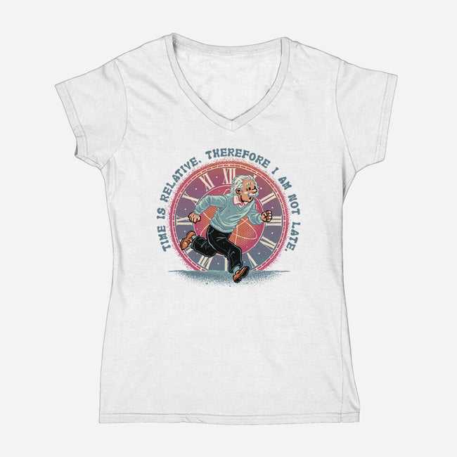 The Relativity Of Time-Womens-V-Neck-Tee-glitchygorilla
