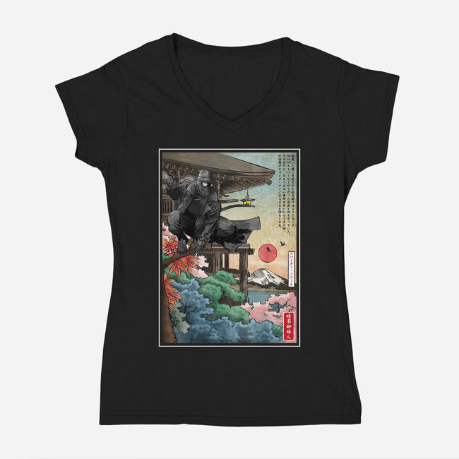 The Spider In Japan-Womens-V-Neck-Tee-DrMonekers