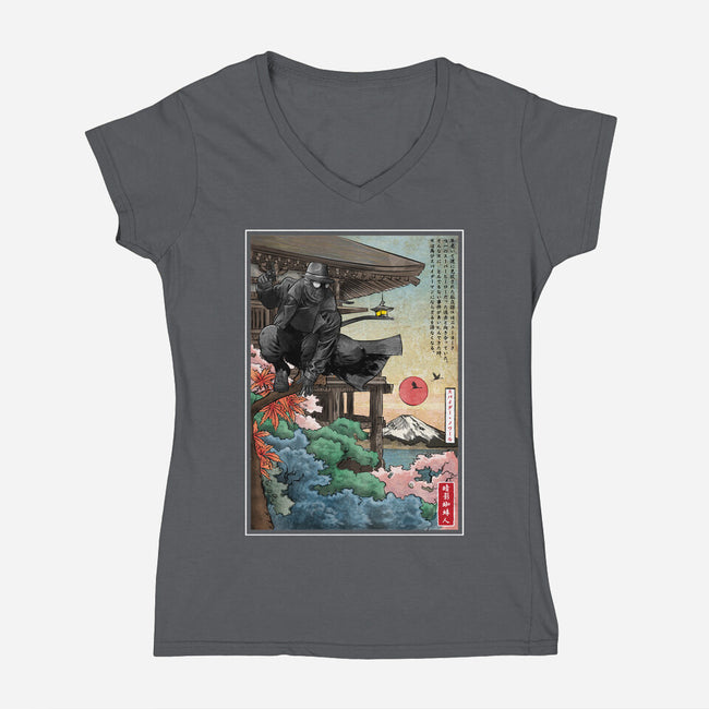 The Spider In Japan-Womens-V-Neck-Tee-DrMonekers