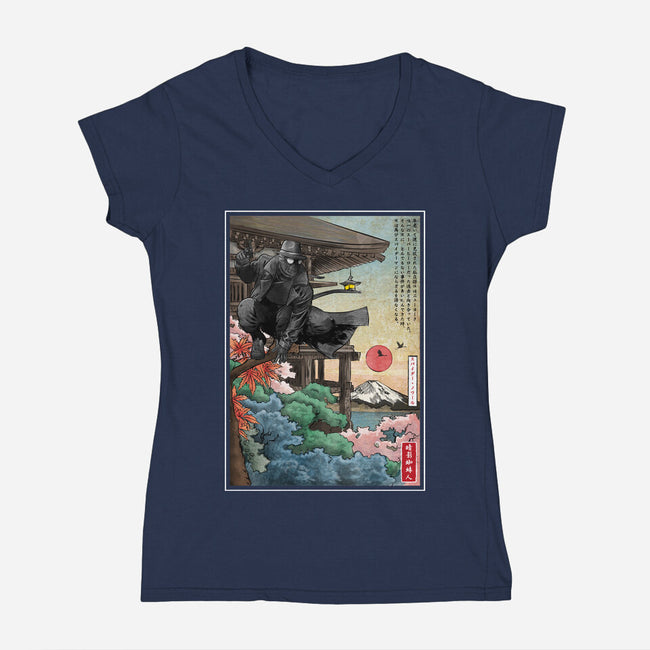 The Spider In Japan-Womens-V-Neck-Tee-DrMonekers