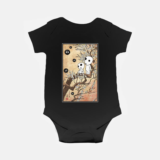 Tree Spirits Meet The Soot Sprites-Baby-Basic-Onesie-DrMonekers