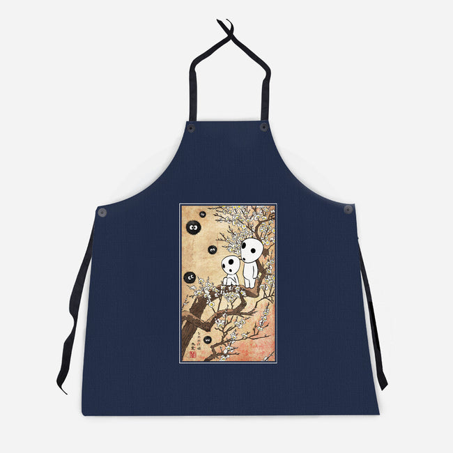 Tree Spirits Meet The Soot Sprites-Unisex-Kitchen-Apron-DrMonekers