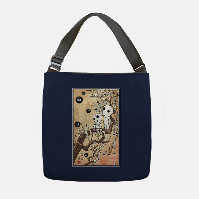Tree Spirits Meet The Soot Sprites-None-Adjustable Tote-Bag-DrMonekers