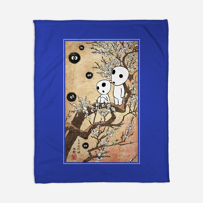 Tree Spirits Meet The Soot Sprites-None-Fleece-Blanket-DrMonekers