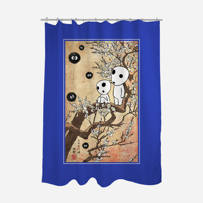 Tree Spirits Meet The Soot Sprites-None-Polyester-Shower Curtain-DrMonekers
