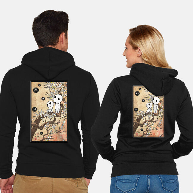 Tree Spirits Meet The Soot Sprites-Unisex-Zip-Up-Sweatshirt-DrMonekers