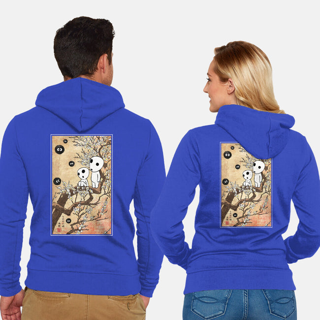Tree Spirits Meet The Soot Sprites-Unisex-Zip-Up-Sweatshirt-DrMonekers