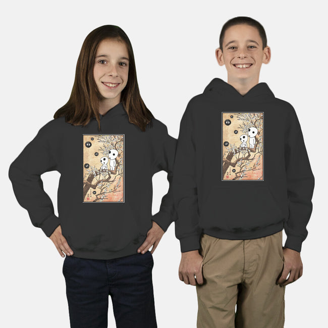 Tree Spirits Meet The Soot Sprites-Youth-Pullover-Sweatshirt-DrMonekers