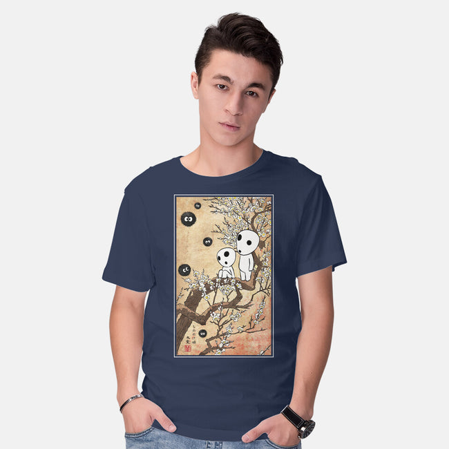Tree Spirits Meet The Soot Sprites-Mens-Basic-Tee-DrMonekers