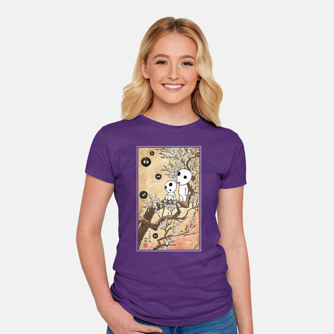 Tree Spirits Meet The Soot Sprites-Womens-Fitted-Tee-DrMonekers