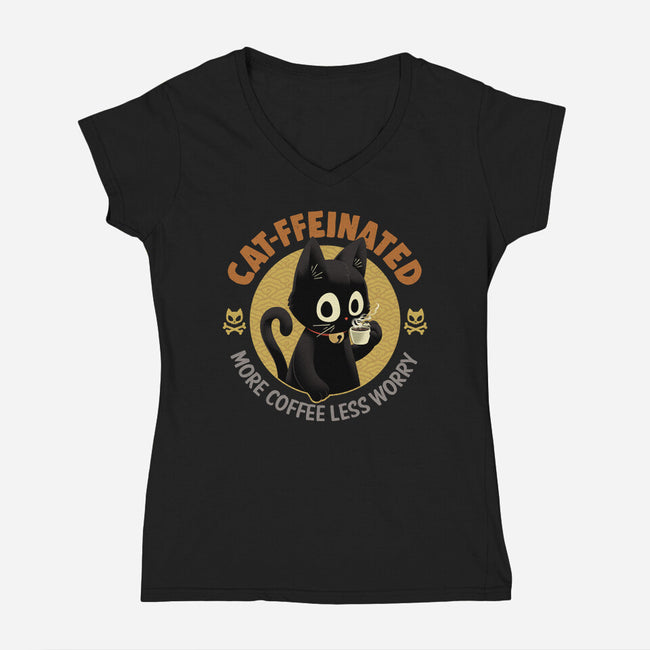 More Coffees Less Worry-Womens-V-Neck-Tee-Angoes25