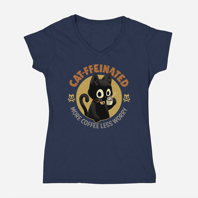 More Coffees Less Worry-Womens-V-Neck-Tee-Angoes25
