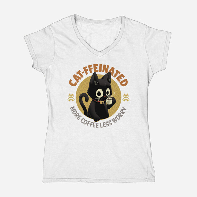 More Coffees Less Worry-Womens-V-Neck-Tee-Angoes25