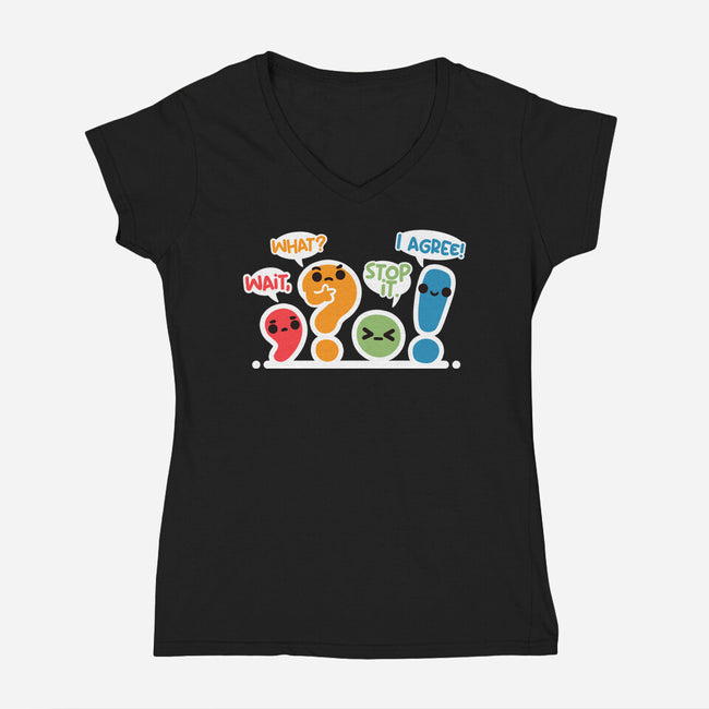 Punctuation Squad-Womens-V-Neck-Tee-NemiMakeit