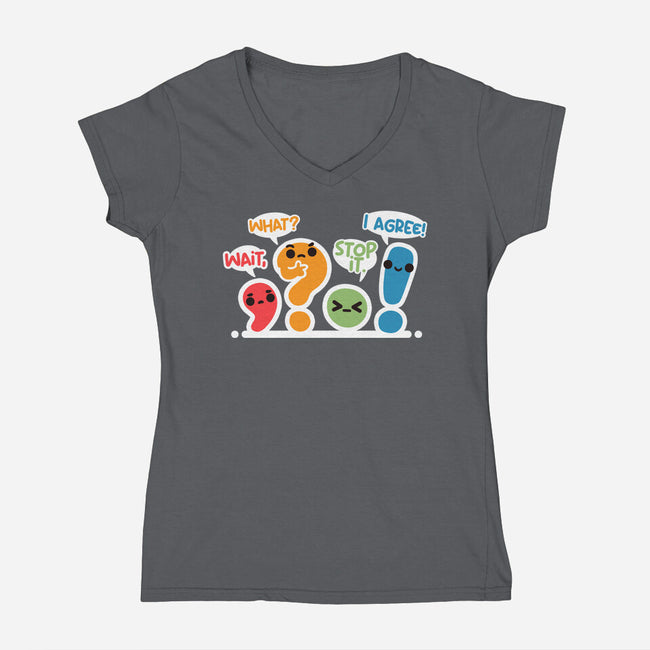 Punctuation Squad-Womens-V-Neck-Tee-NemiMakeit