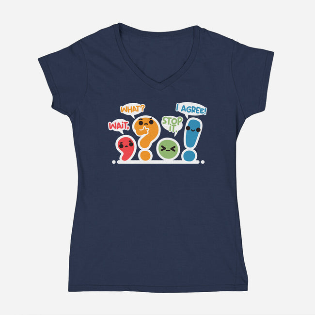 Punctuation Squad-Womens-V-Neck-Tee-NemiMakeit