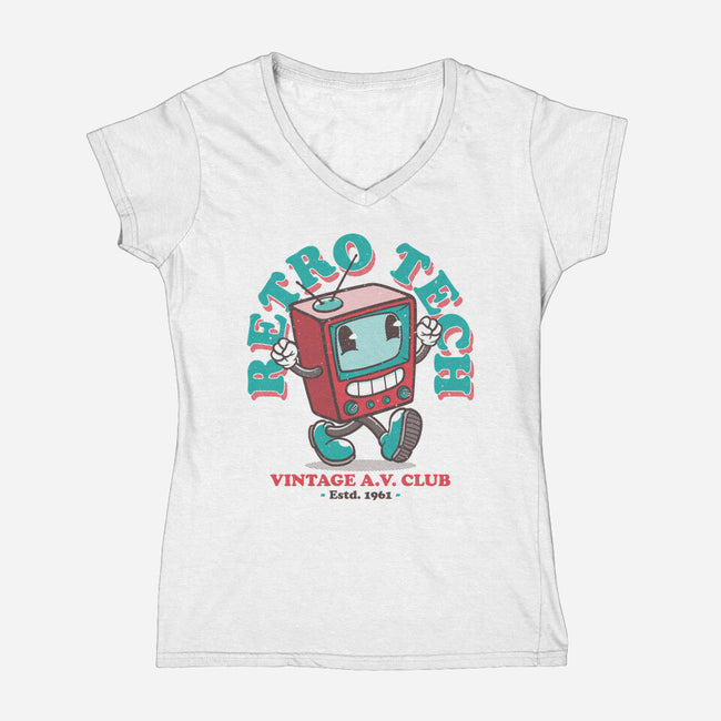 Retro Tech TV-Womens-V-Neck-Tee-teesgeex