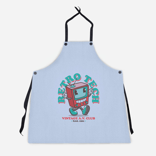Retro Tech TV-Unisex-Kitchen-Apron-teesgeex