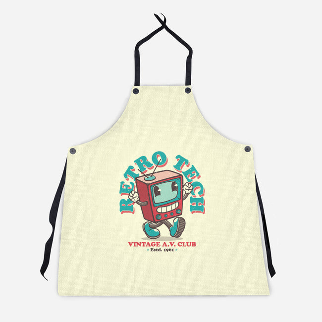 Retro Tech TV-Unisex-Kitchen-Apron-teesgeex