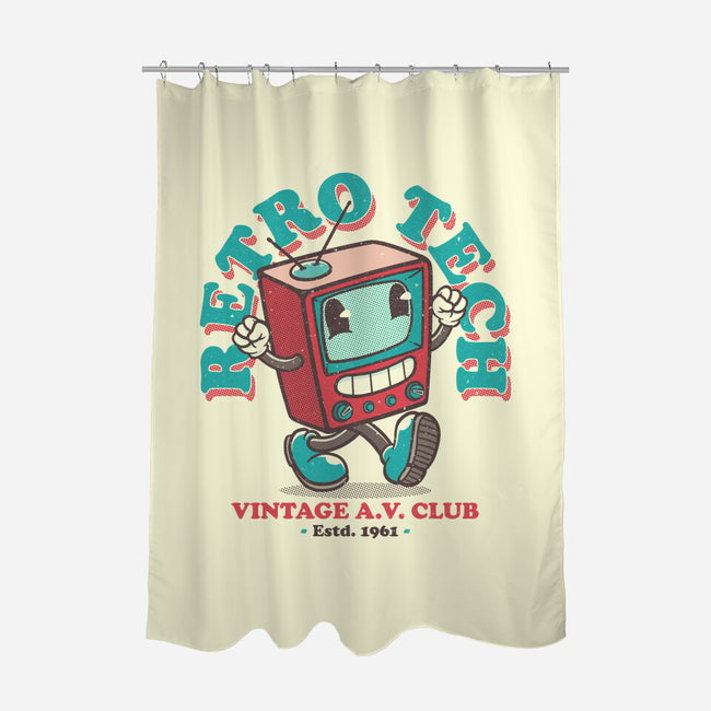 Retro Tech TV-None-Polyester-Shower Curtain-teesgeex