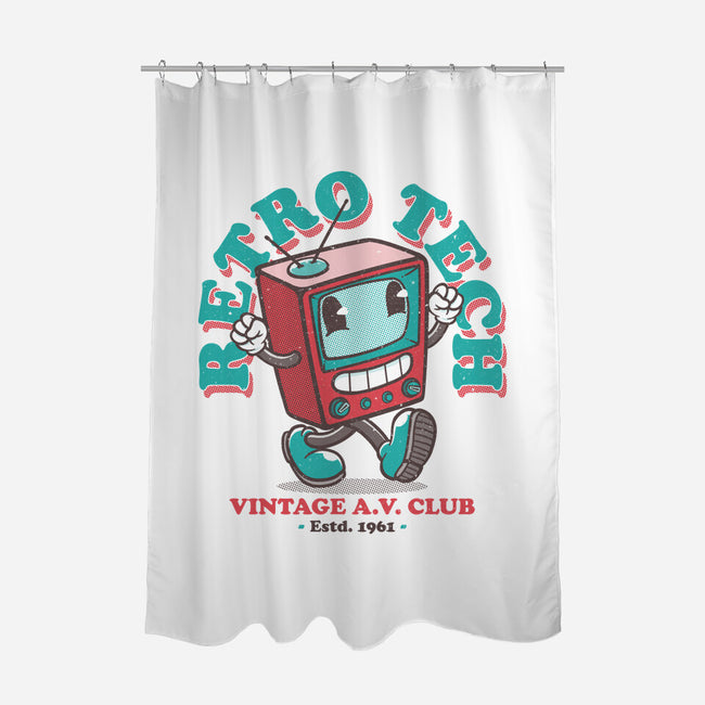 Retro Tech TV-None-Polyester-Shower Curtain-teesgeex
