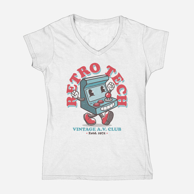 Retro Tech Arcade-Womens-V-Neck-Tee-teesgeex