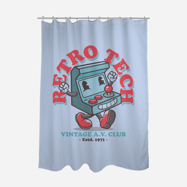 Retro Tech Arcade-None-Polyester-Shower Curtain-teesgeex