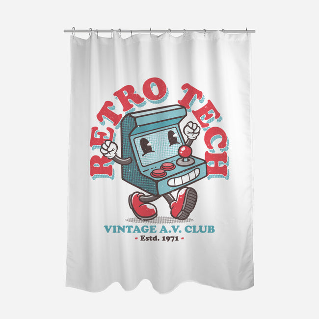 Retro Tech Arcade-None-Polyester-Shower Curtain-teesgeex