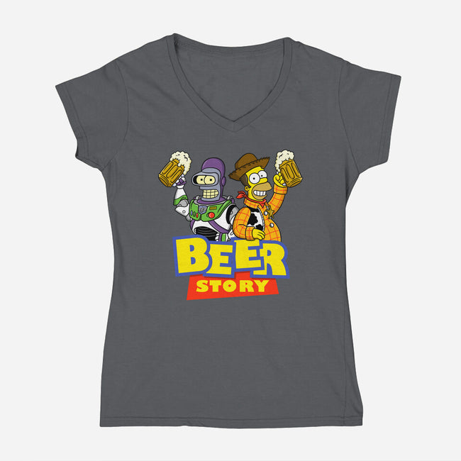 Beer Story-Womens-V-Neck-Tee-Barbadifuoco
