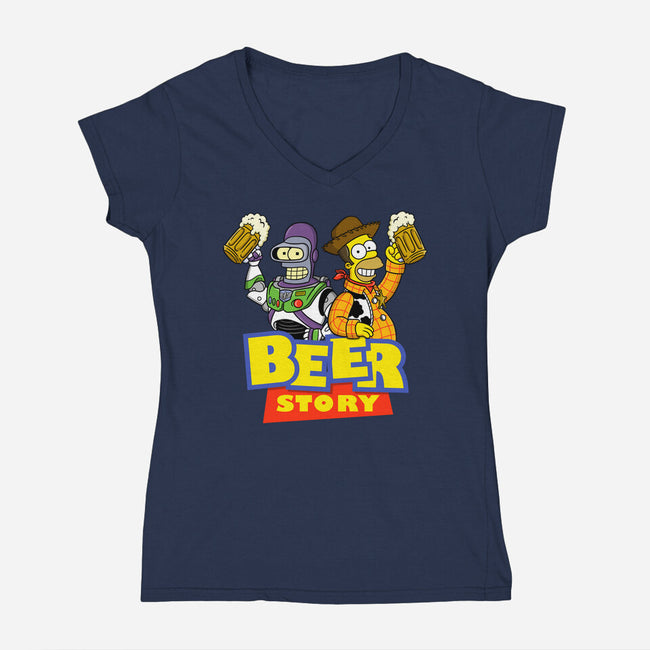 Beer Story-Womens-V-Neck-Tee-Barbadifuoco